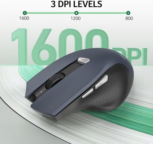 acer Wireless Mouse for Laptop, 2.4GHz Computer Mouse 3 Adjustable DPI Office Cordless USB Mice with USBA Receiver, 6 Buttons, 1600 DPI, Medium to Large Sized Hands Compatible with PC, Laptop, Desktop - Image 3