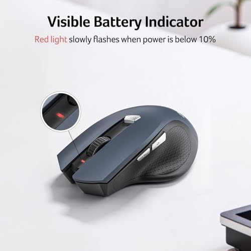 acer Wireless Mouse for Laptop, 2.4GHz Computer Mouse 3 Adjustable DPI Office Cordless USB Mice with USBA Receiver, 6 Buttons, 1600 DPI, Medium to Large Sized Hands Compatible with PC, Laptop, Desktop - Image 6