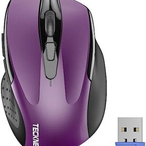 TECKNET Wireless Mouse, 2.4G Ergonomic Optical Mouse, Computer Mouse for Laptop, PC, Computer, Chromebook, Notebook, 6 Buttons, 24 Months Battery Life, 2600 DPI, 5 Adjustment Levels